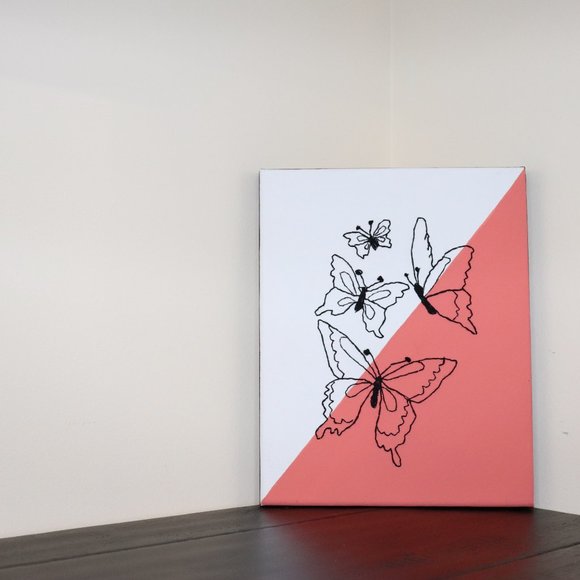 Handmade Embroidery Canvas with butterfly design. - Picture 4 of 5